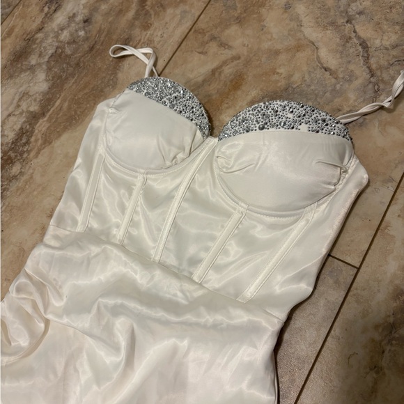 Fashion Nova White Silk Asymmetrical Dress - Picture 6 of 8